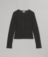 Compact Pointelle Rib Jersey Ls Button Top-GANNI-Forget-me-nots Online Store
