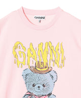 Basic Cotton Jersey T-Shirt Cowboy Bear Print-GANNI-Forget-me-nots Online Store