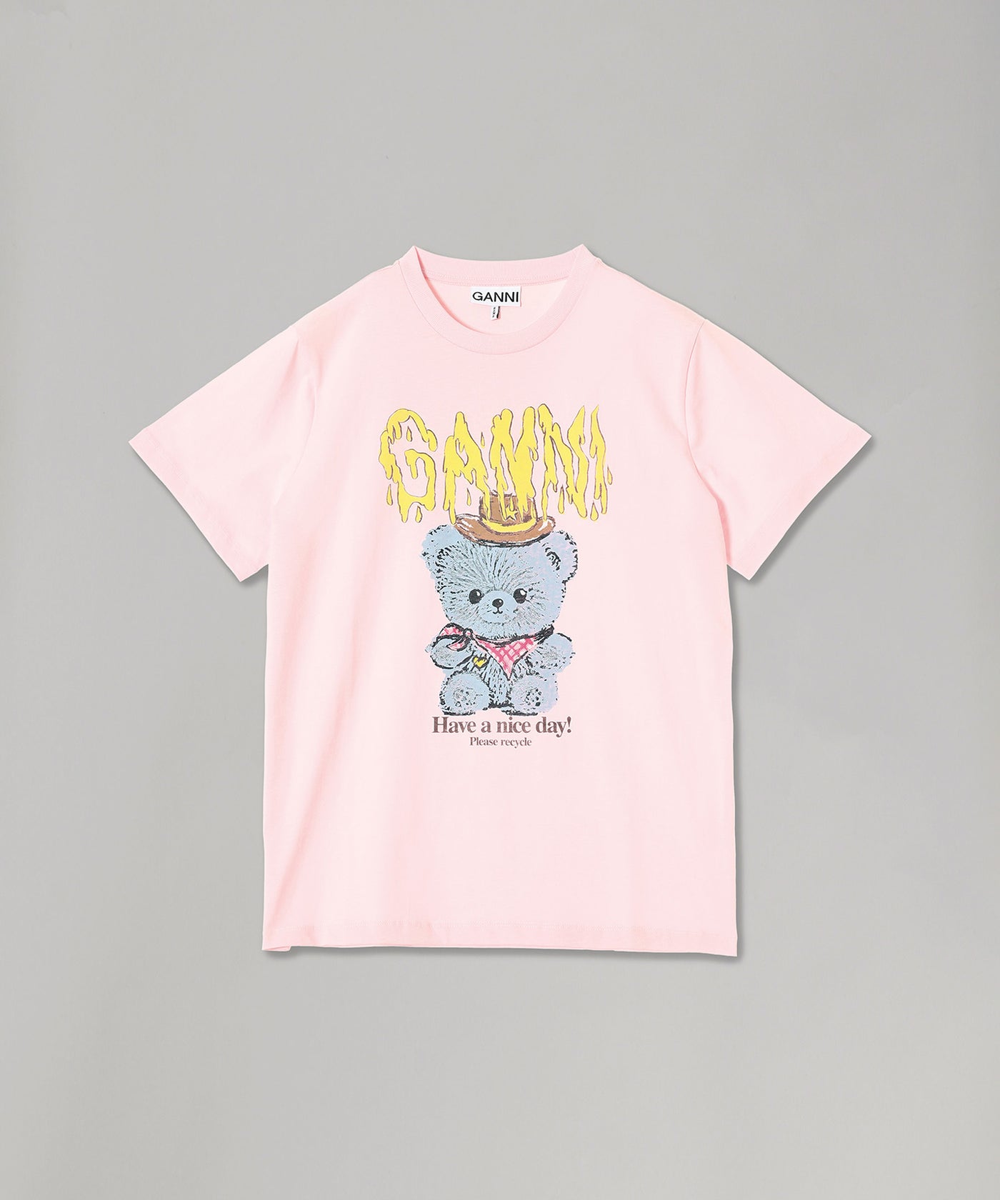 Basic Cotton Jersey T-Shirt Cowboy Bear Print｜ガニー(GANNI