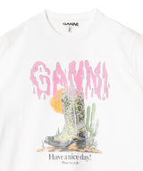 Basic Cotton Jersey T-Shirt Boots Print-GANNI-Forget-me-nots Online Store