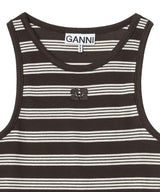 Soft Cotton Rib Tank Top Stripe-GANNI-Forget-me-nots Online Store