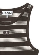 Soft Cotton Rib Tank Top Stripe-GANNI-Forget-me-nots Online Store