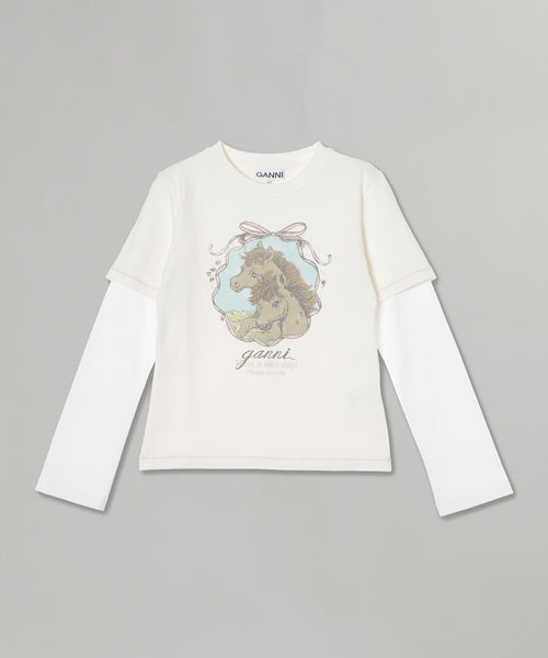 Heavy Stretch Cotton Layered Baby Fit Tee-GANNI-Forget-me-nots Online Store