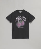 Basic Cotton Jersey Raspberry Print-GANNI-Forget-me-nots Online Store