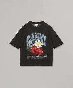 Fine Brushed Alpaca Tee-GANNI-Forget-me-nots Online Store