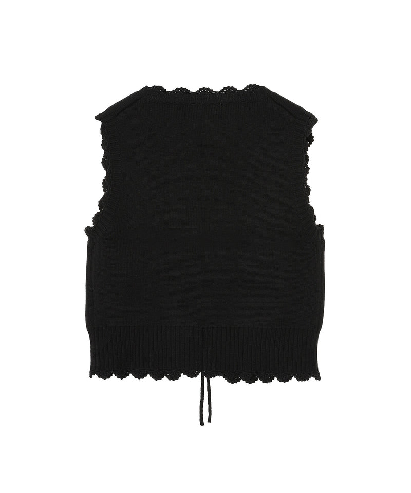 Cotton Cashmere Crochet Applique Vest｜ガニー(GANNI)｜Forget-me