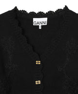 Cotton Cashmere Crochet Applique Cardigan-GANNI-Forget-me-nots Online Store