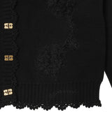 Cotton Cashmere Crochet Applique Cardigan-GANNI-Forget-me-nots Online Store