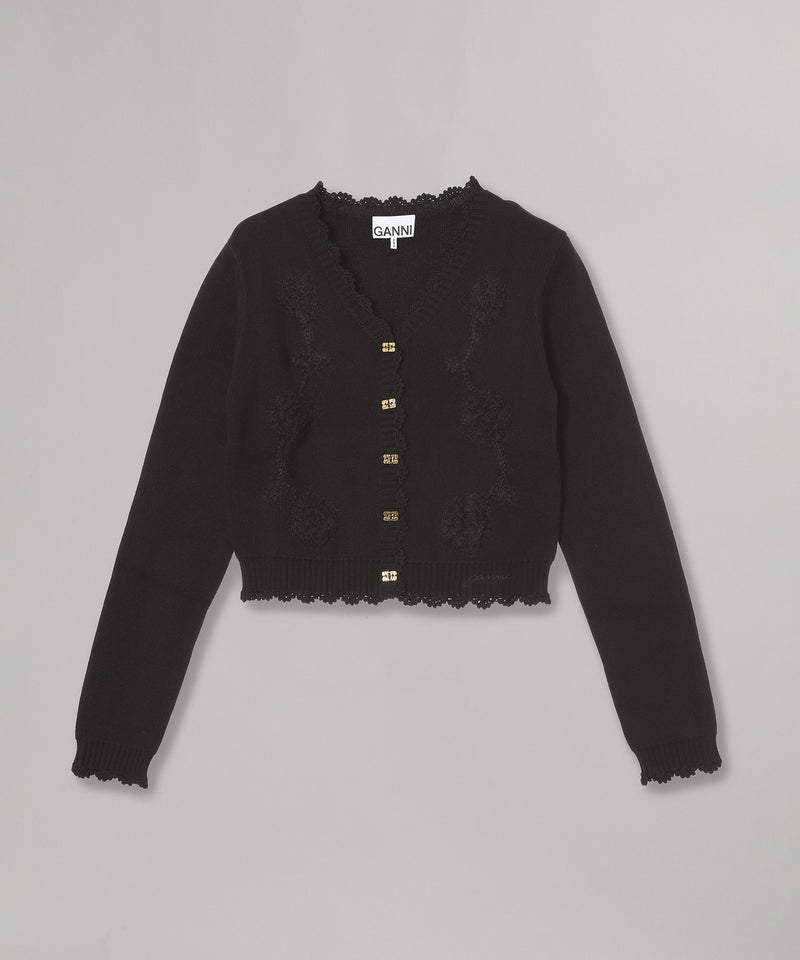 Cotton Cashmere Crochet Applique Cardigan｜ガニー(GANNI)｜Forget