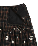 Yarn Dyed Check Long Tiered Frill Skirt