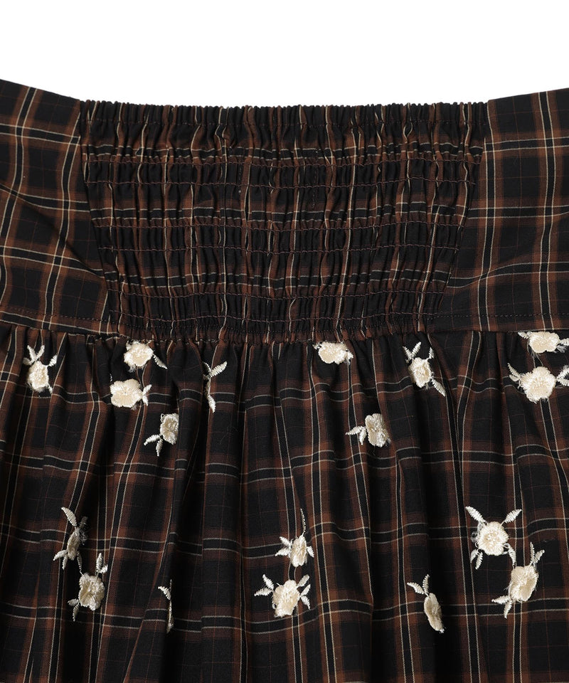 Yarn Dyed Check Long Tiered Frill Skirt｜ガニー(GANNI)｜Forget-me