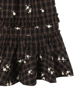 Yarn Dyed Check Long Tiered Frill Skirt