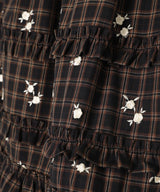 Yarn Dyed Check Long Tiered Frill Skirt
