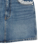 Rigid Denim Lace Mini Skirt