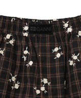 Yarn-Dyed Check Floral Shorts