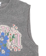 Graphic Wool Vest Flowers