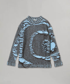 Rust Float Stitch Knitted Sweater-PONDER.ER-Forget-me-nots Online Store