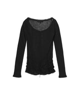 Aerial Smocked Zip-Up Cardigan