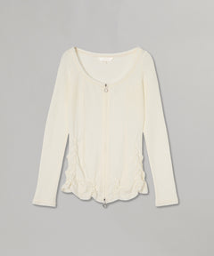 Aerial Smocked Zip-Up Cardigan-PONDER.ER-Forget-me-nots Online Store