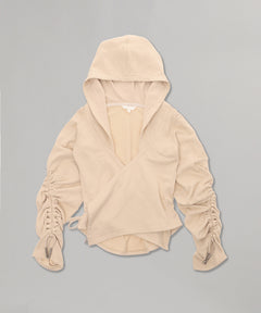 Gladia Gathered Wrap Hoodie-PONDER.ER-Forget-me-nots Online Store