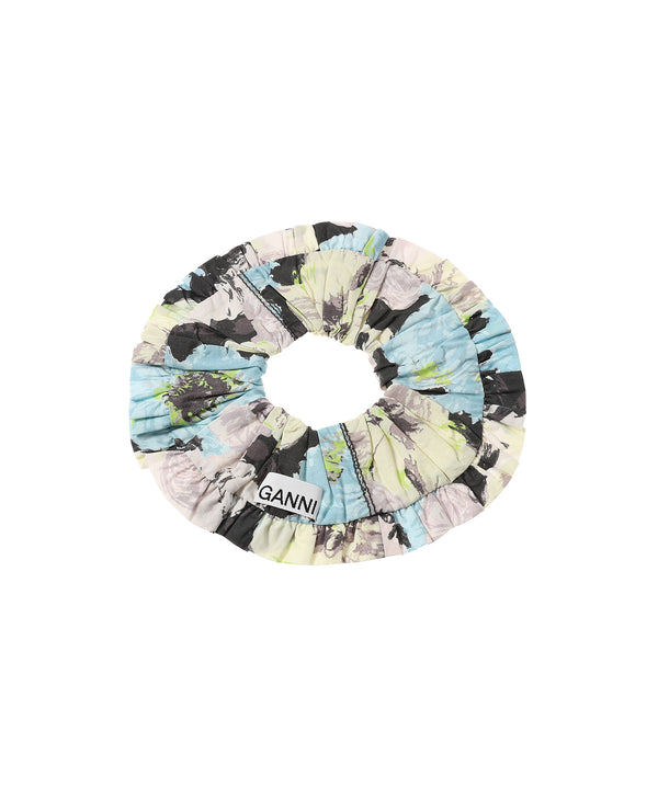 Printed Cotton Frill Scrunchie-GANNI-Forget-me-nots Online Store