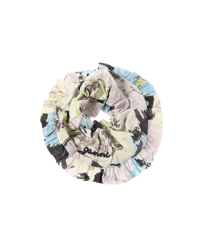 Printed Cotton Frill Scrunchie-GANNI-Forget-me-nots Online Store