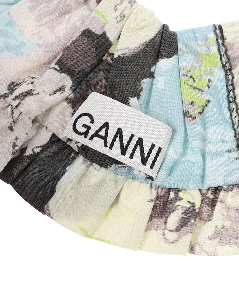 Printed Cotton Frill Scrunchie-GANNI-Forget-me-nots Online Store
