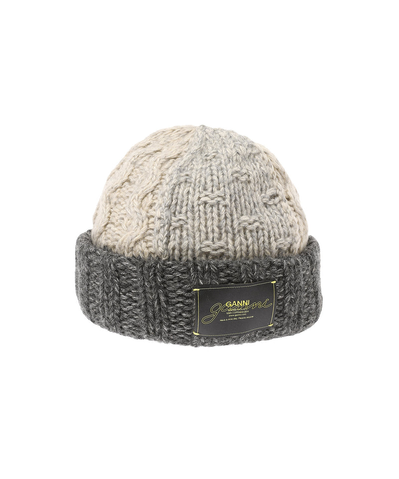 Wool Cotton Mix Knit Beanie-GANNI-Forget-me-nots Online Store