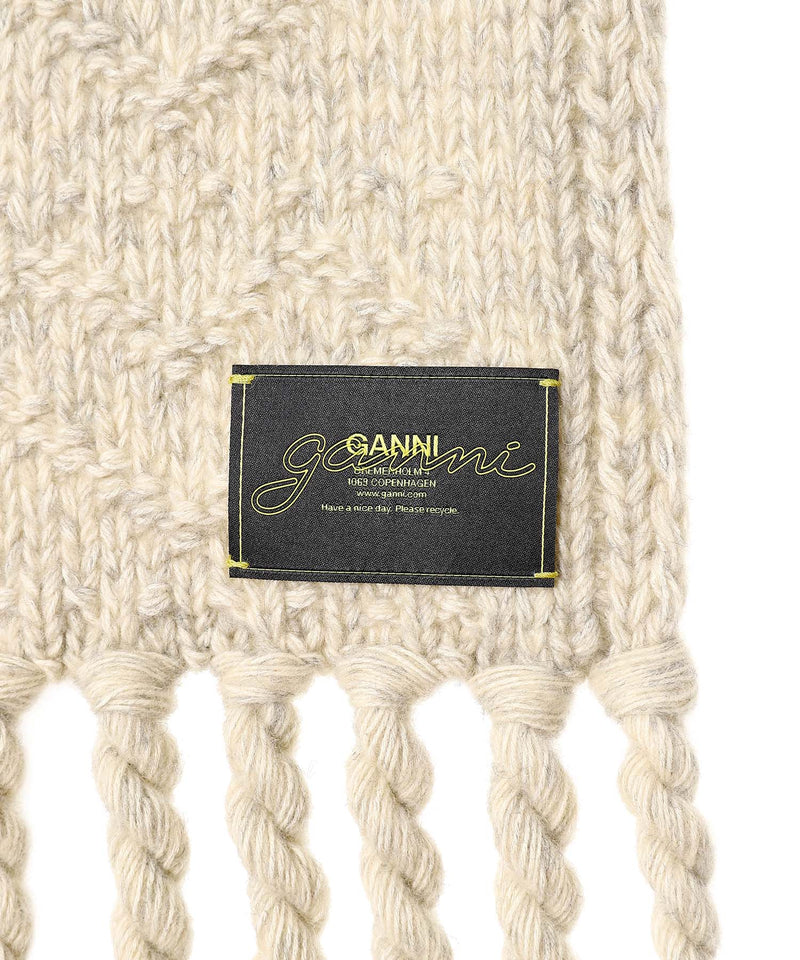 Wool Cotton Mix Knit Scarf-GANNI-Forget-me-nots Online Store