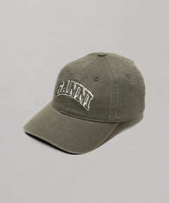 Washed Cotton Canvas Cap Emb-GANNI-Forget-me-nots Online Store