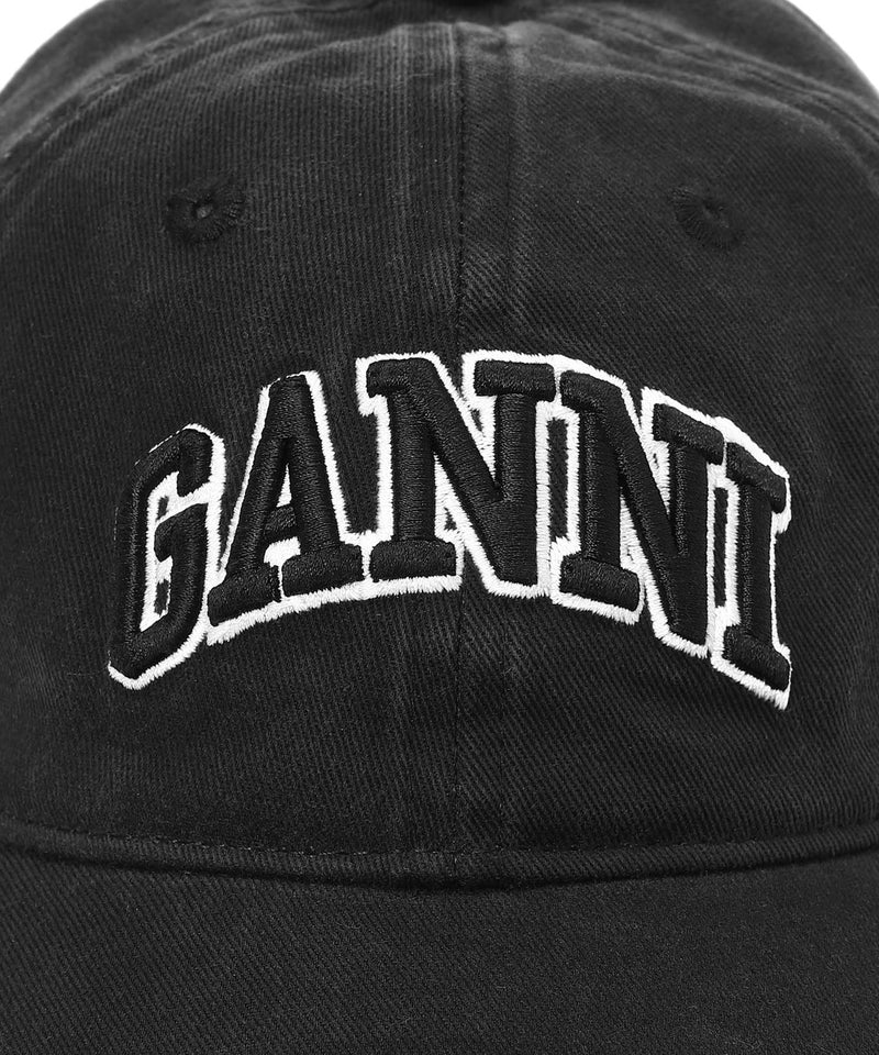 Washed Cotton Canvas Cap Emb-GANNI-Forget-me-nots Online Store