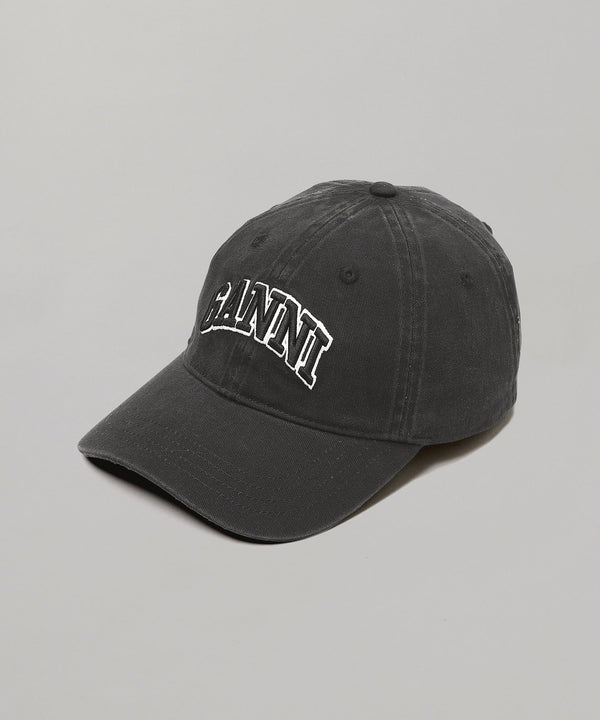 Washed Cotton Canvas Cap Emb-GANNI-Forget-me-nots Online Store