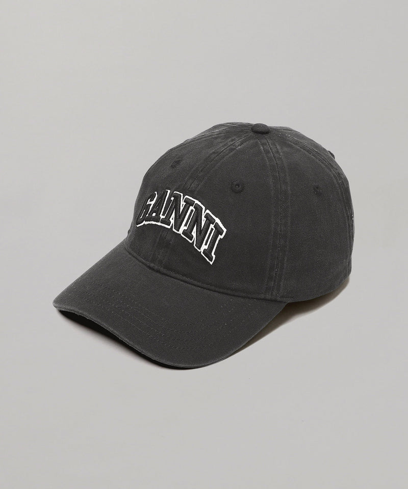 Washed Cotton Canvas Cap Emb-GANNI-Forget-me-nots Online Store