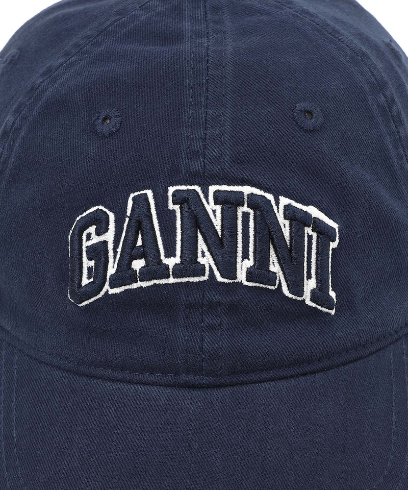Washed Cotton Canvas Cap Emb-GANNI-Forget-me-nots Online Store