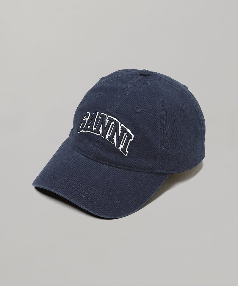 Washed Cotton Canvas Cap Emb-GANNI-Forget-me-nots Online Store