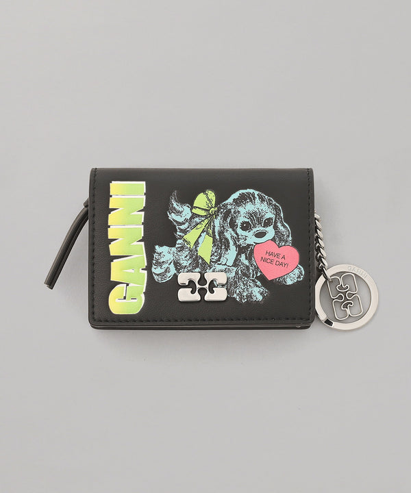 Ganni Bou Card Holder With Flap Blue Dog-GANNI-Forget-me-nots Online Store