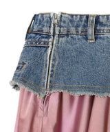 Denim Combination Lace Hem Skirt-Andersson Bell-Forget-me-nots Online Store
