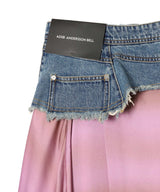 Denim Combination Lace Hem Skirt-Andersson Bell-Forget-me-nots Online Store