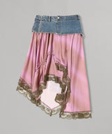 Denim Combination Lace Hem Skirt-Andersson Bell-Forget-me-nots Online Store