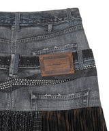 Double Belt Printed Accordion Pleats Skirt