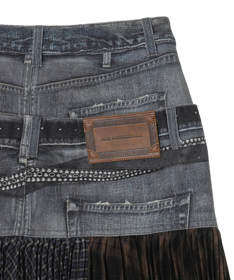 Double Belt Printed Accordion Pleats Skirt｜アンダーソン ベル