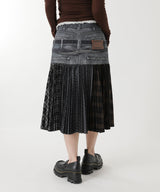 Double Belt Printed Accordion Pleats Skirt-Andersson Bell-Forget-me-nots Online Store