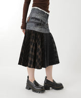 Double Belt Printed Accordion Pleats Skirt-Andersson Bell-Forget-me-nots Online Store