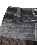 Double Belt Printed Mini Skirt
