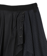 Asymmetric Wrap Skirt-Layered Bootcut Trousers