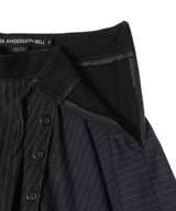 Asymmetric Wrap Skirt-Layered Bootcut Trousers