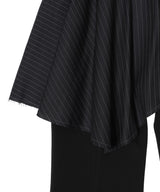 Asymmetric Wrap Skirt-Layered Bootcut Trousers