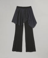 Asymmetric Wrap Skirt-Layered Bootcut Trousers
