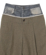 Denim-Waist Herringbone Trouse