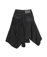 Reworked Denim Panel Wrap Skirt
